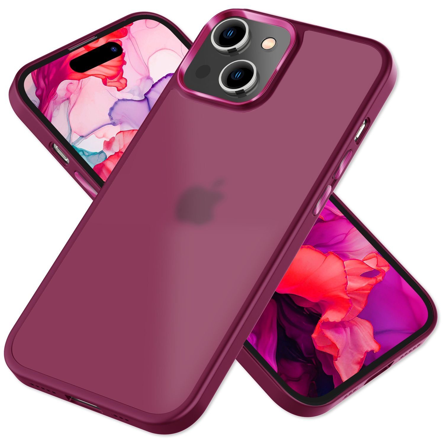 Nalia Smartphone-Hülle Apple iPhone 15 Plus 17 cm (6,7 Zoll), Hybrid Hülle / Semi-Transparent / Matt / Metallic Akzent / Anti-Schock