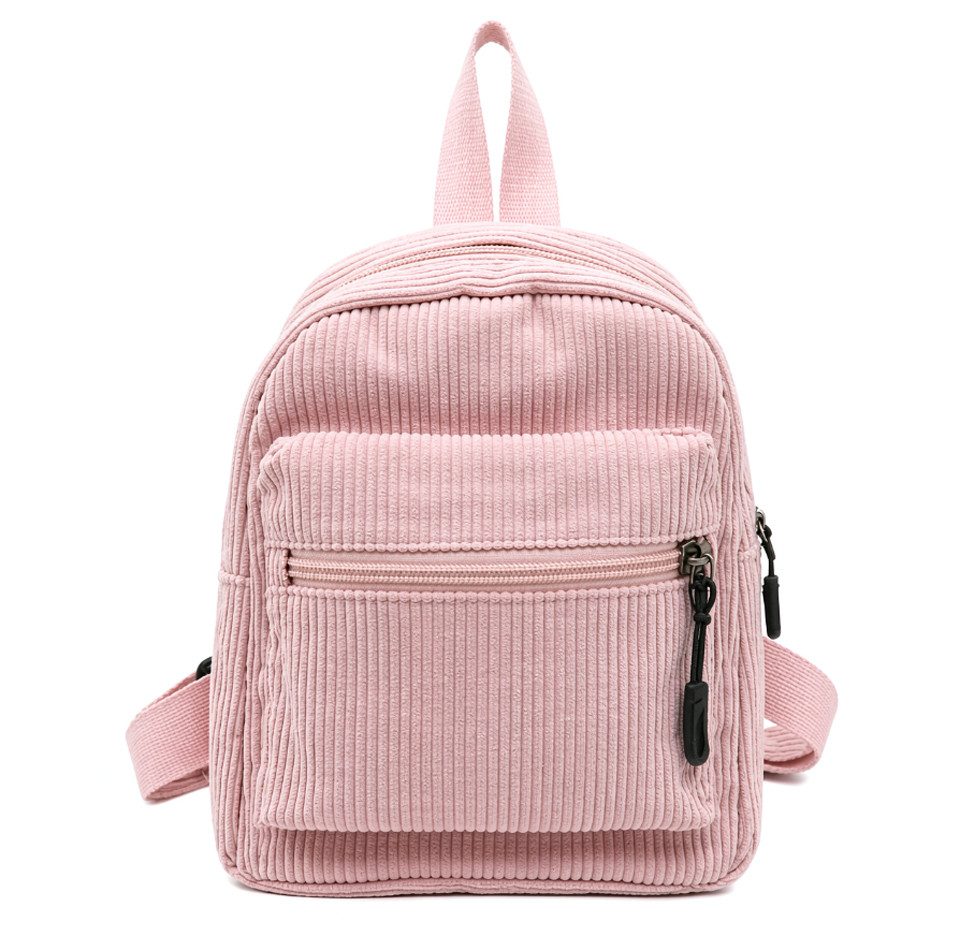 nsihing Rucksack Cord Rucksack Damen Klein, Süß Mini Rucksack Damen, Leicht, mit 2 Reißverschlusstaschen, Verstellbarem Gurt für Reisen
