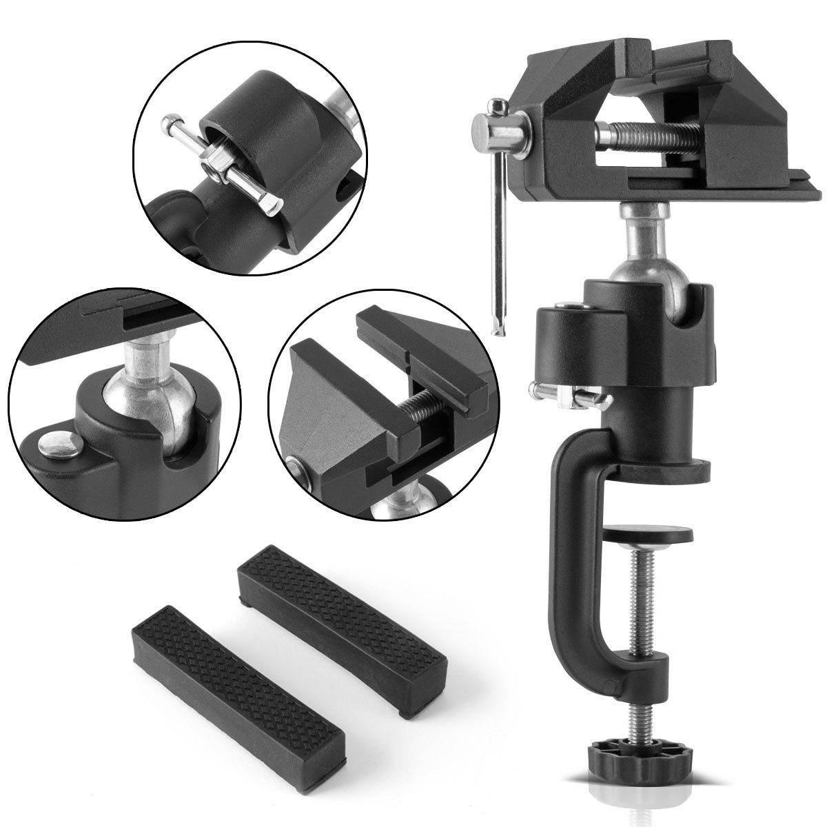 STAHLWERK Schraubstock TS-50 ST Tischschraubstock mit Kugelgelenk, Packung, 1-St., Einzel, Flexibler Parallelschraubstock