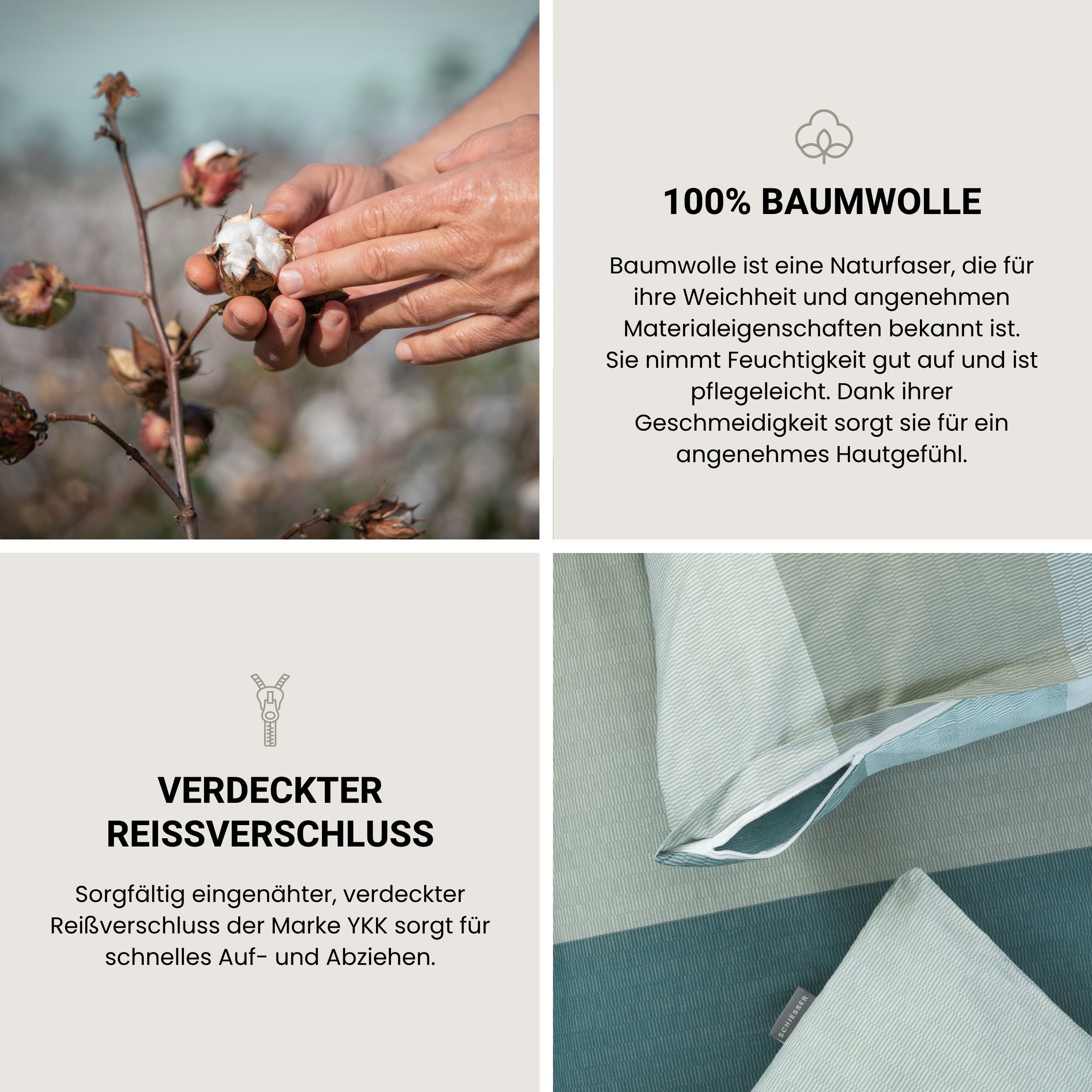 Schiesser Bettwäsche Endy Stripes aus weicher Baumwolle mit großen und kleinen Streifen, Renforcé, 2 teilig, OEKO-TEX® MADE IN GREEN – Bild 3 von 5