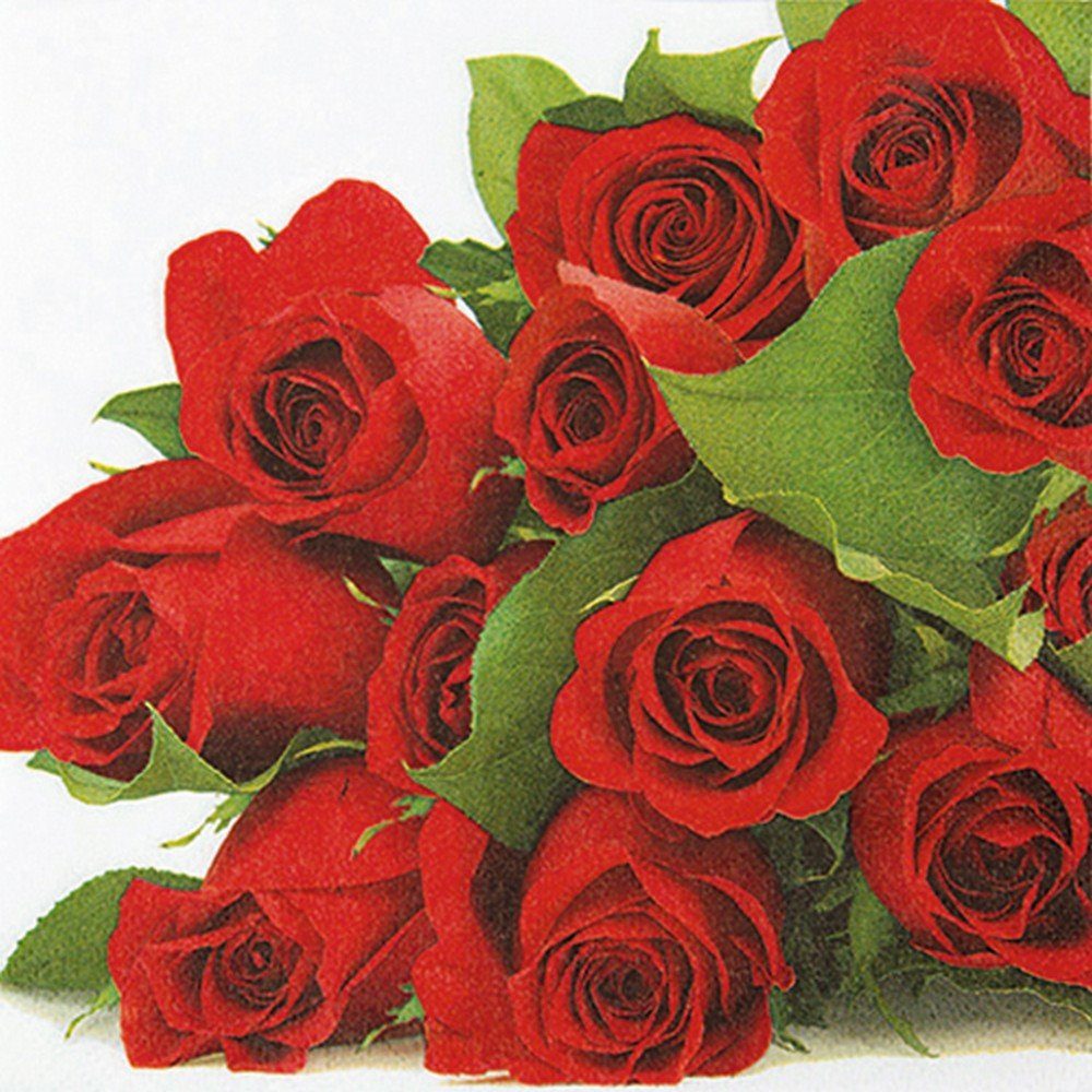 HOME FASHION Papierserviette 20 Servietten Bunch of Roses - Unzählige rote Rosen 33x33cm, (20 St)