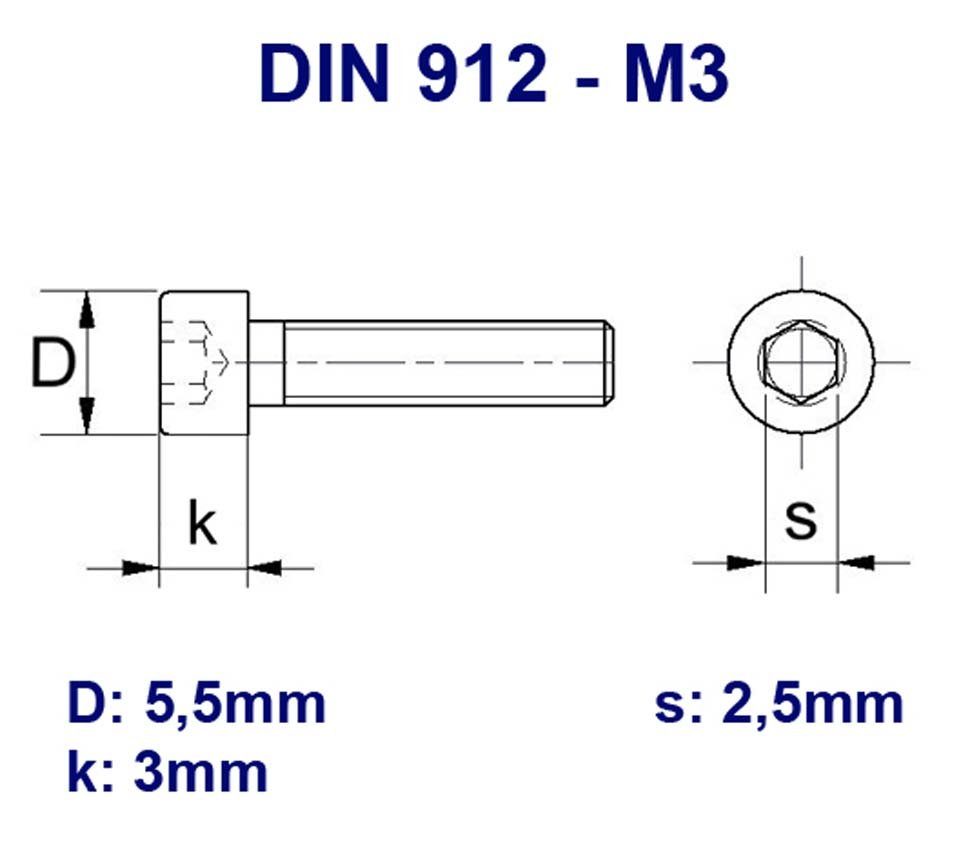 V2A Montage-fix DIN Zylinderschraube 912 - M3 Edelstahl Zylinderkopfschrauben