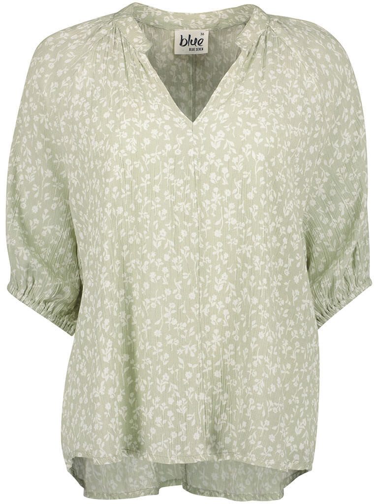 BLUE SEVEN Blusenshirt 180318 Damen Bluse floraler Allover-Print mit Henley-Ausschnitt & 3/4-Arm