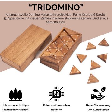 Logoplay Holzspiele Spielesammlung, Tridomino mit Zahlen für 2 bis 6 Spieler - mit 56 Spielsteinen im HolzkastenHolzspielzeug