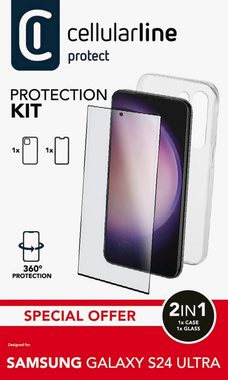 Cellularline Handyhülle Protection Kit für Samsung Galaxy S24 Ultra, Handycover Backcover Schutzglas Handyschutzhülle Rundumschutz 360 Grad