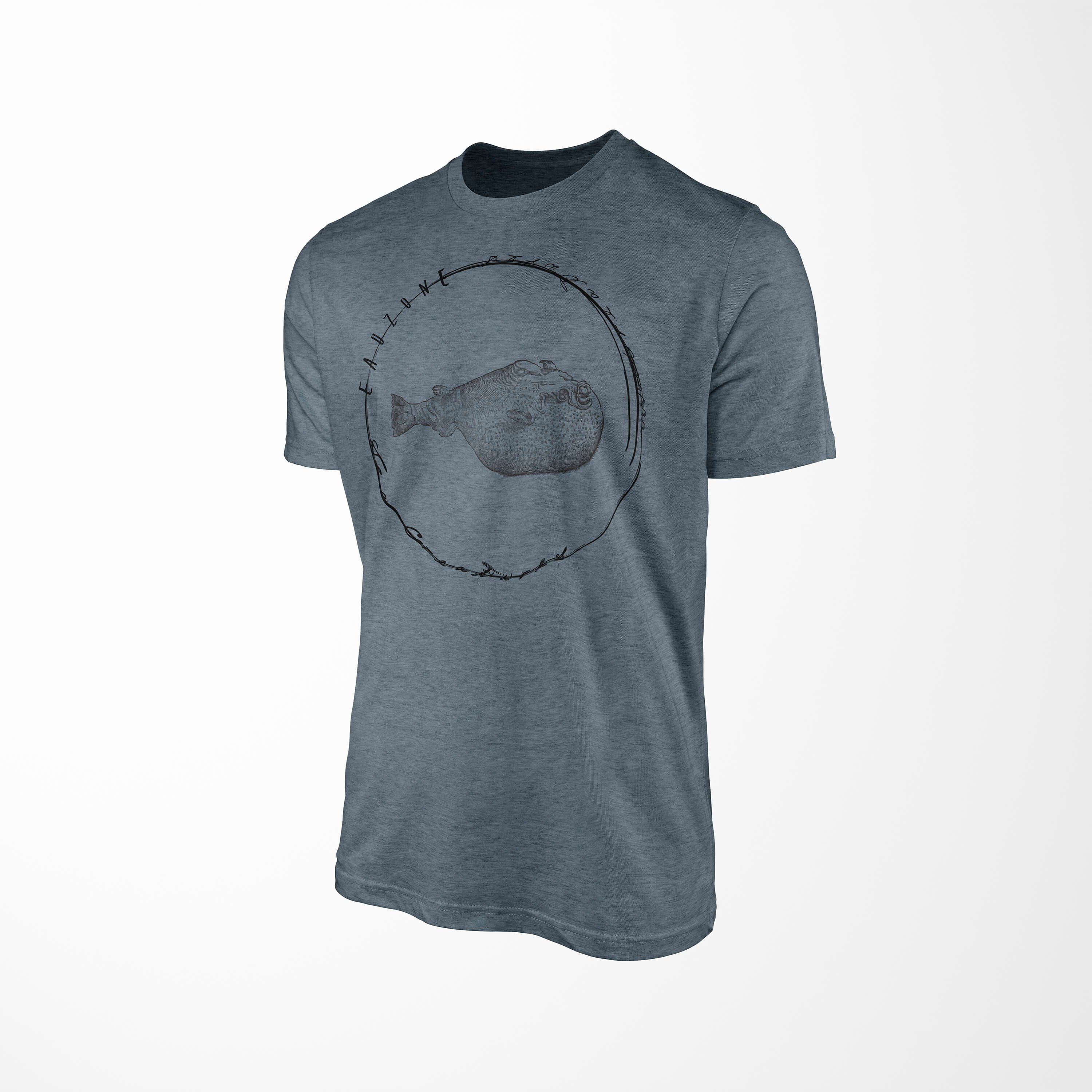 Art Fische 089 Struktur - feine T-Shirt Schnitt Serie: und Indigo Sinus Sea Creatures, / T-Shirt Sea sportlicher Tiefsee