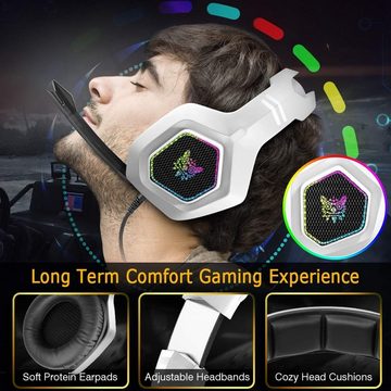 DIZA100 Gaming-Headset (ONIKUMA Gaming Kopfhörer, Gaming-Headset Headset mit Mikrofon und LED-Lichtern, Surround-Sound)