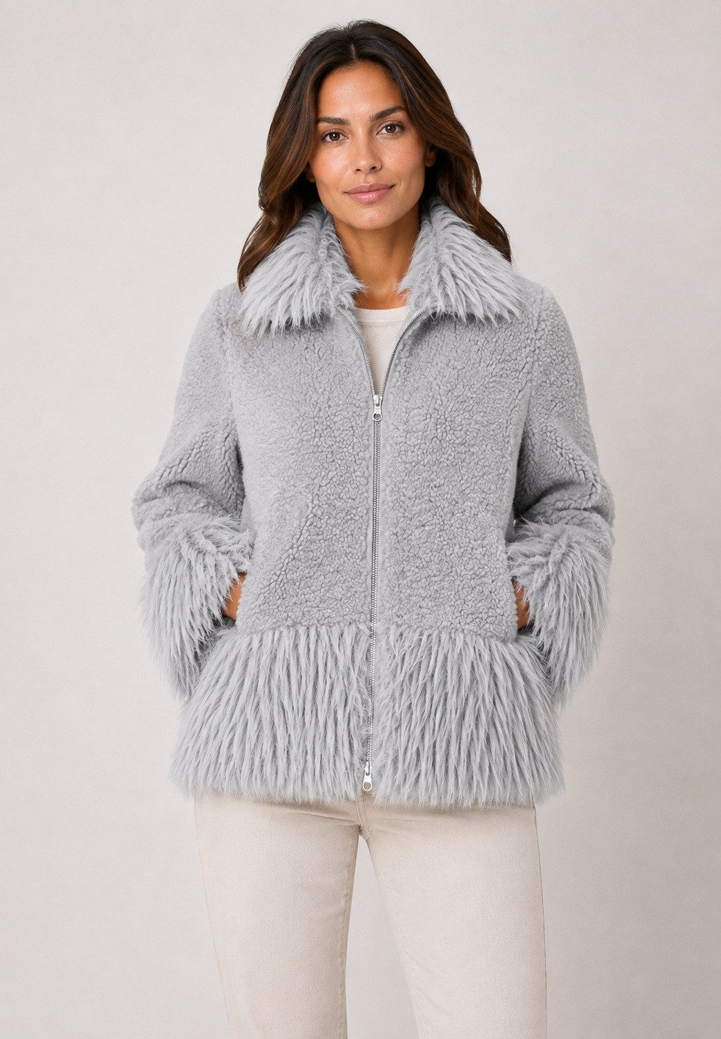 MILESTONE Fellimitatjacke MSRaya im extravaganten Fake Fur Look