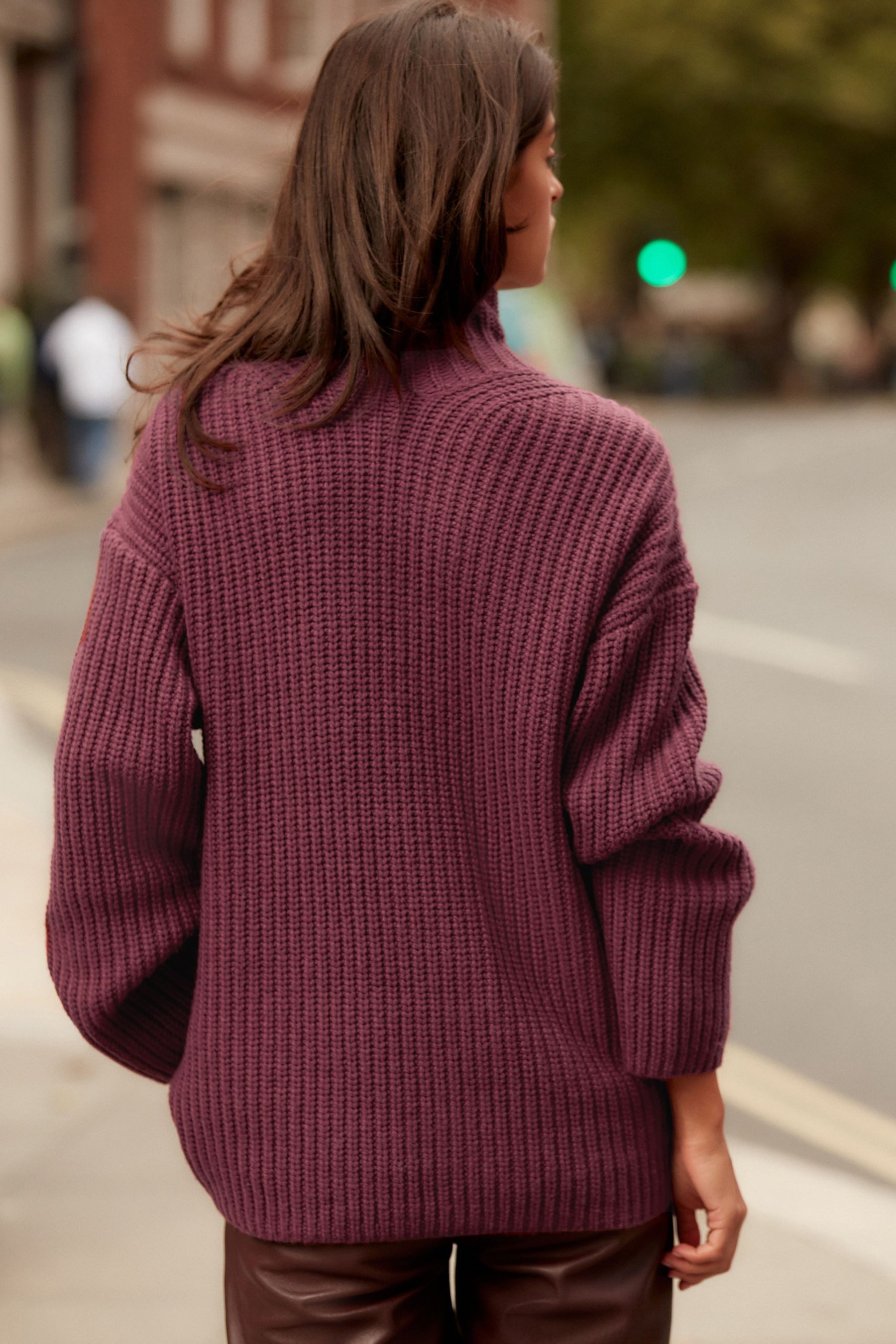 Next Longpullover Langer Strickpullover mit Rollkragen und Wolle