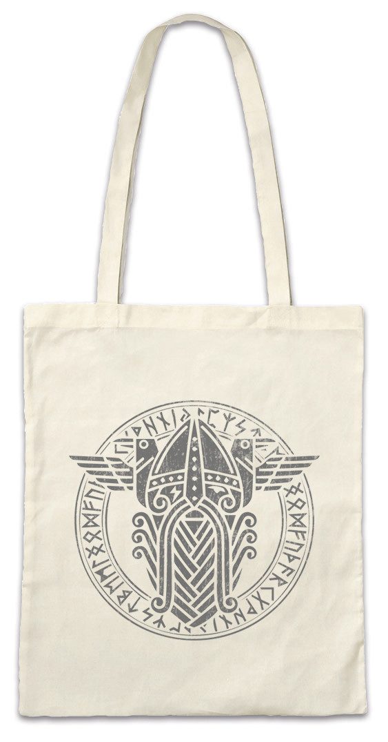 Beuteltasche Odhin And Ravens Runes Stofftasche Raben Raven Hugin Munin Walhalla