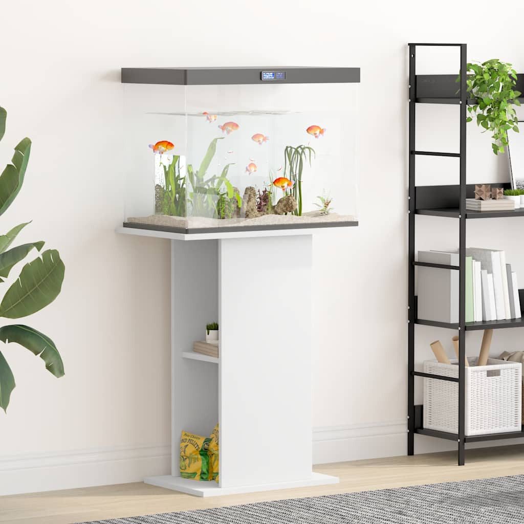 furnicato Aquariumunterschrank Aquariumständer 60,5x36x72,5 cm Weiß Offenes Regal-Fach mit Stauraum für Zubehör für dein Wohnzimmer