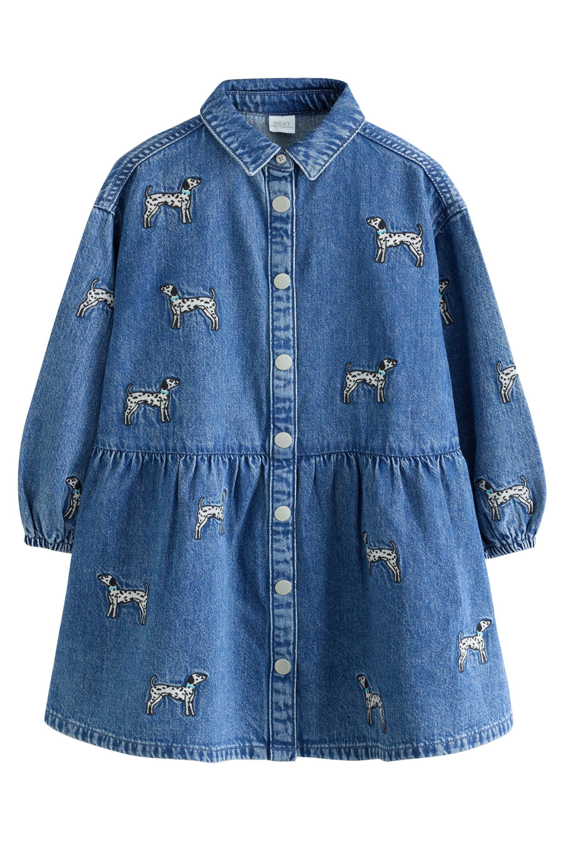 Next Jeanskleid Besticktes, gestuftes Jeanskleid, Hund (1-tlg)