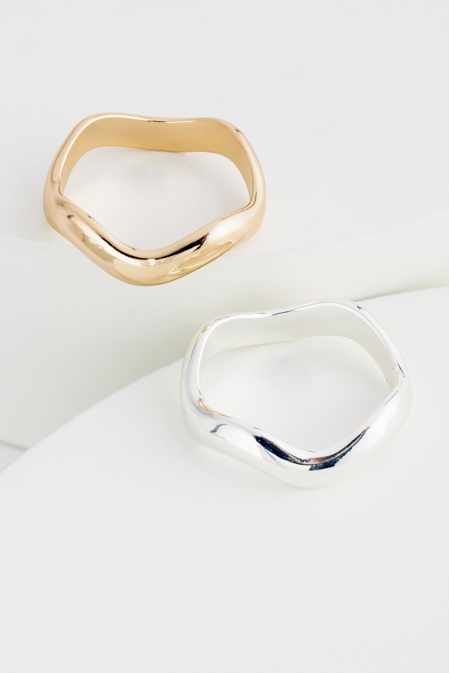 Next Fingerring 2er-Pack Wellen-Ringe mit recyceltem Zink (1-tlg)