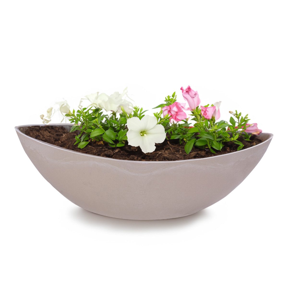 matches21 HOME & HOBBY Blumentopf Große Pflanzschale oval Jardiniere 39 cm in sand grau für aussen (1 St), Outdoor Schiff Deko-Schale als Blumen-Schale Pflanz-Topf Garten-Deko