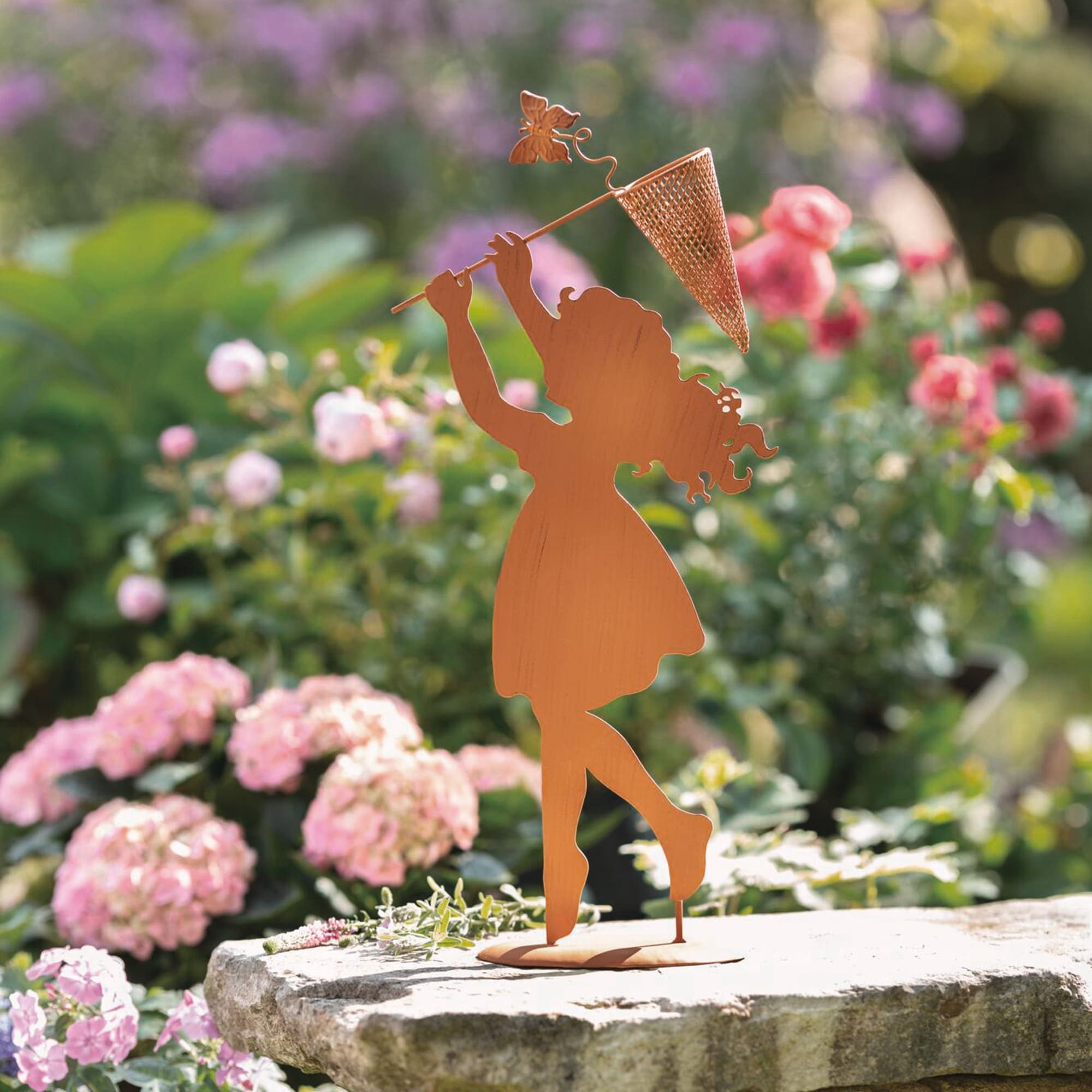 Dekoleidenschaft Dekofigur "Sommertraum" Metall mit Rostfinish 51 cm, Outdoor Gartendeko Rostdeko
