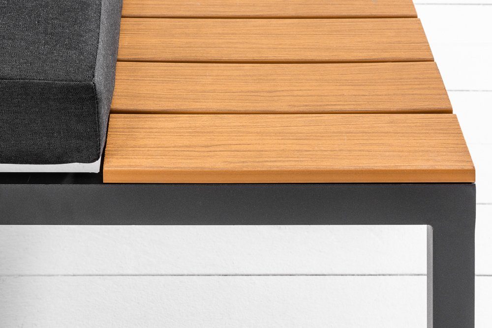 riess-ambiente Sitzgruppe MIAMI LOUNGE 240cm anthrazit/natur/grau - WPC, Aluminium, wetterfest, (Einzelartikel, 1-tlg), Outdoor Lounge inkl. Kissen - ideal für Balkon, Terrasse oder Garten