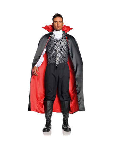 Horror-Shop Vampir-Kostüm Vampir Satin Cape schwarz / rot