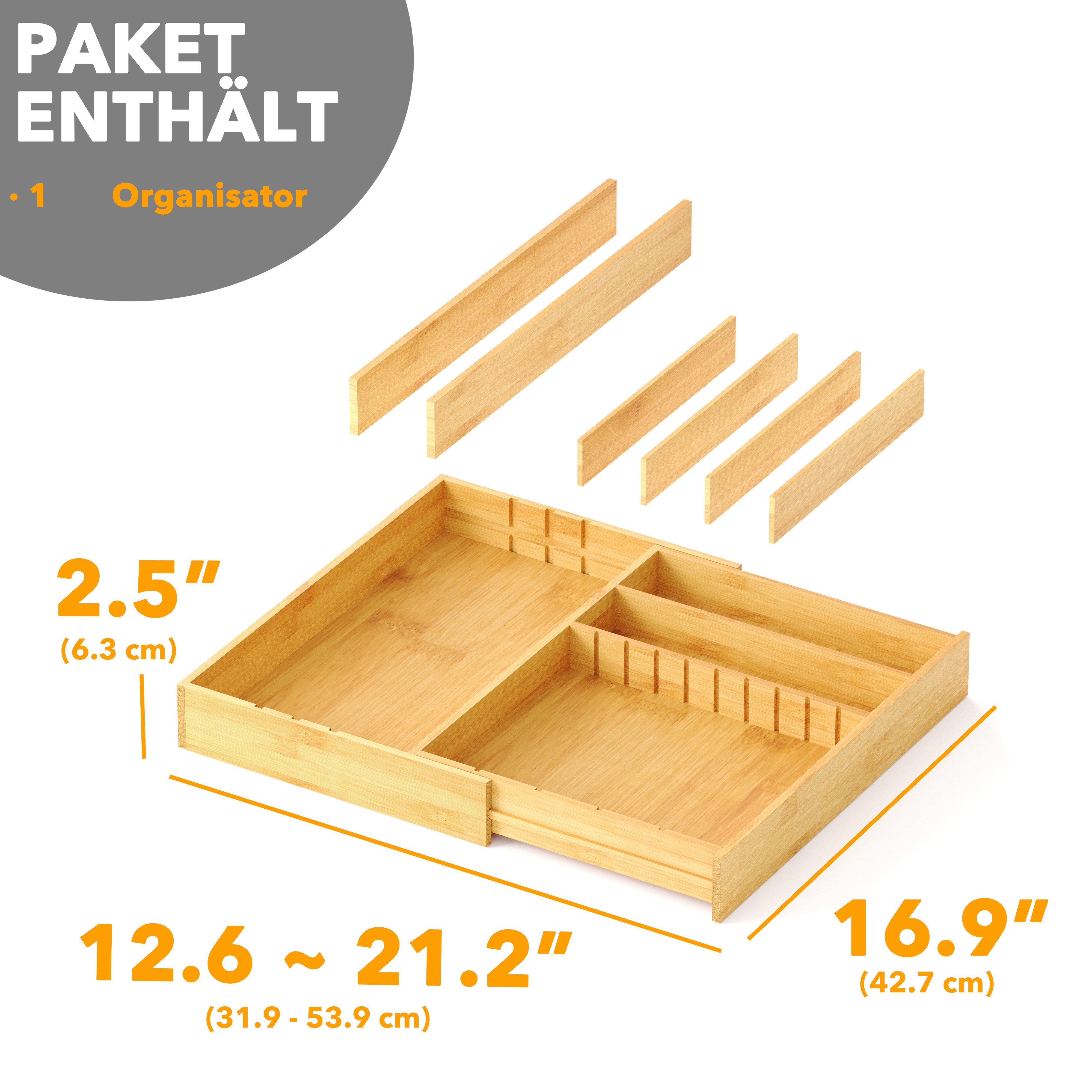 SpaceAid Besteckeinsatz Hoher Bambus-Besteckschubladen-Organizer (für Besteck, Löffel und Messer – Aufbewahrung in Schubladen) – Bild 4 von 5