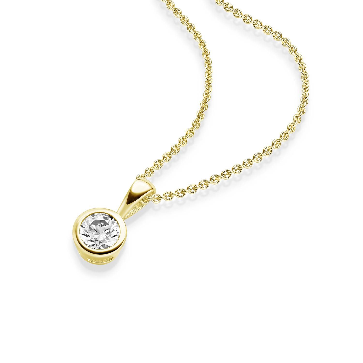 Amoonic Kette mit Anhänger Damen Gold Halskette vergoldet aus Silber 925 mit Zirkonia Anhänger (inkl. Schmucketui), Silberkette Gold Rosegold vergoldet Geschenk Liebe Freundin