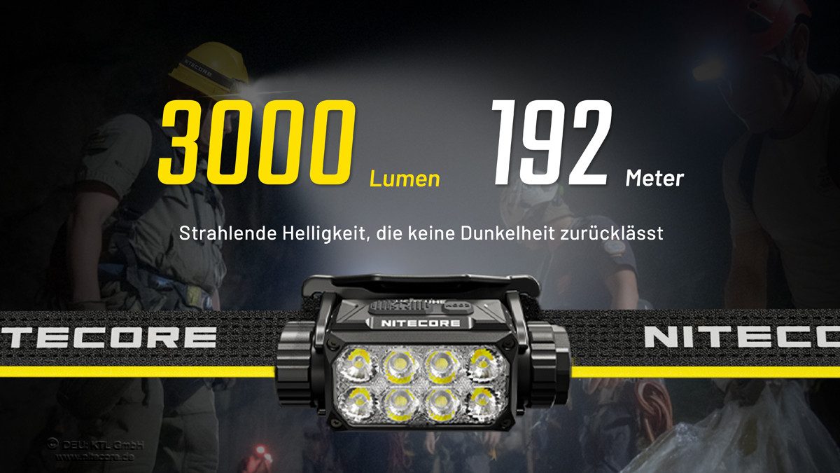 Nitecore LED Stirnlampe HC75 UHE Kopflampe - 3000 Lumen - 21700 Akku - mit E-Fokus (1-St)