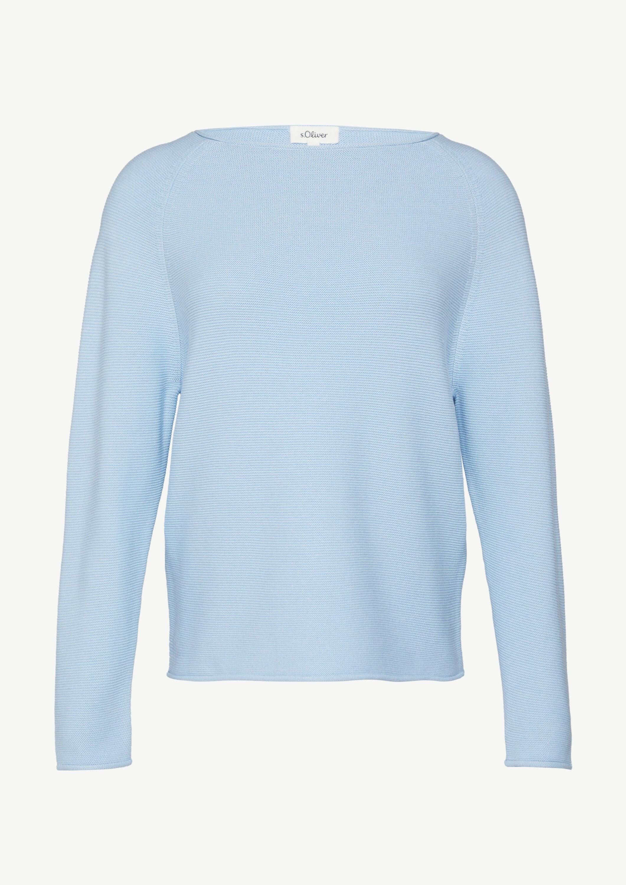 s.Oliver Longpullover Strickpullover Strickpullover mit U-Boot-Ausschnitt und Rollsaum