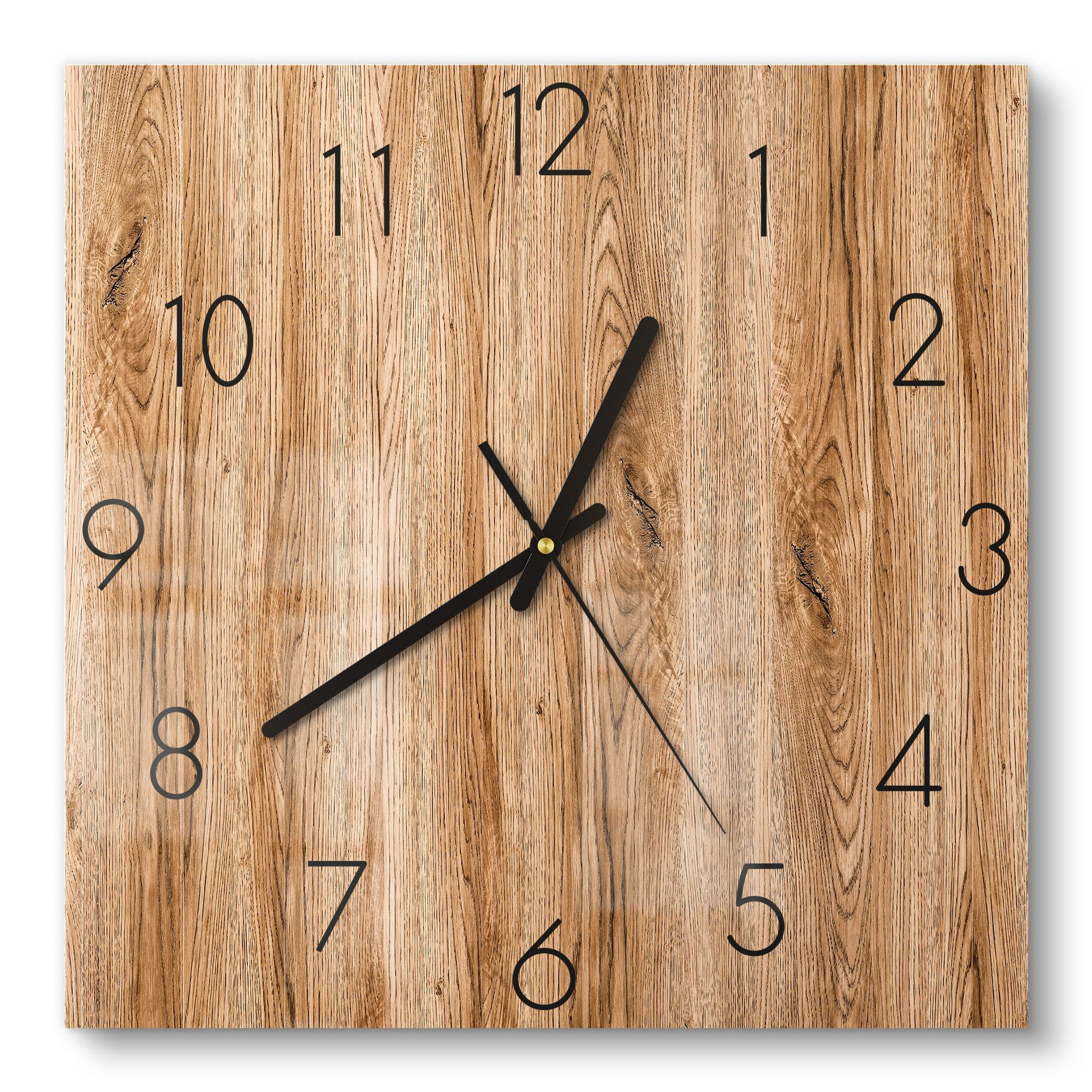 DEQORI Wanduhr 'Natürliche Holztexturen' (Glas Glasuhr modern Wand Uhr Desi günstig online kaufen