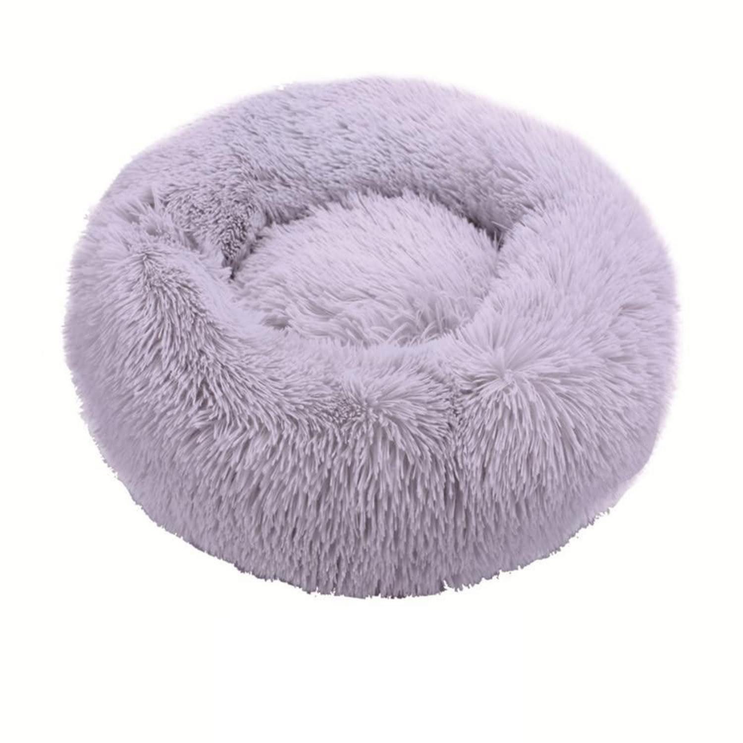 LuxusKollektion Hundebett Hundebett/Katzenbett Donut Plüsch Hellgrau 50cm
