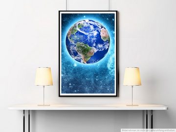 Sinus Art Poster 90x60cm Poster Fotocollage der strahlenden Erde im Weltall