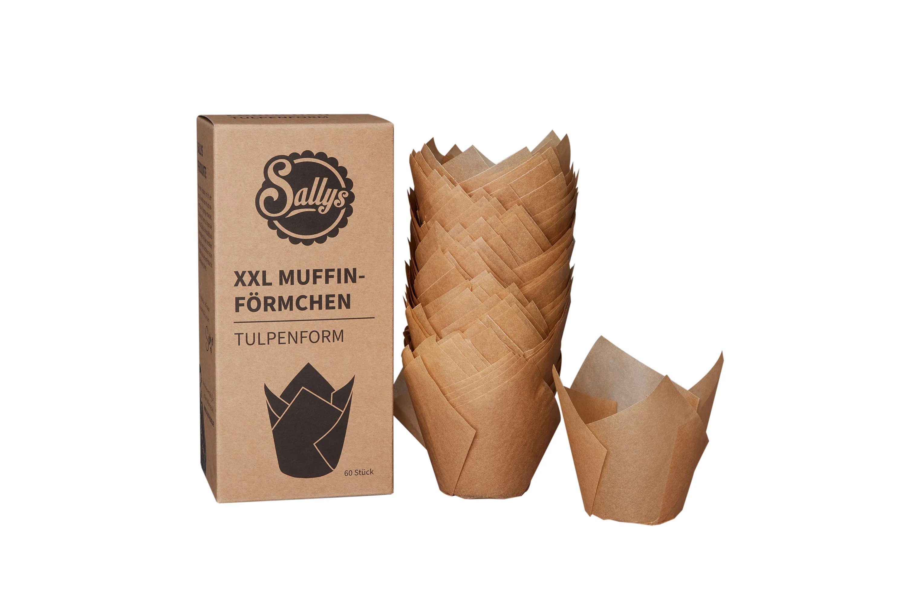 Sallys Muffinform Papier - Muffinförmchen Tulpenform, 60 Stück