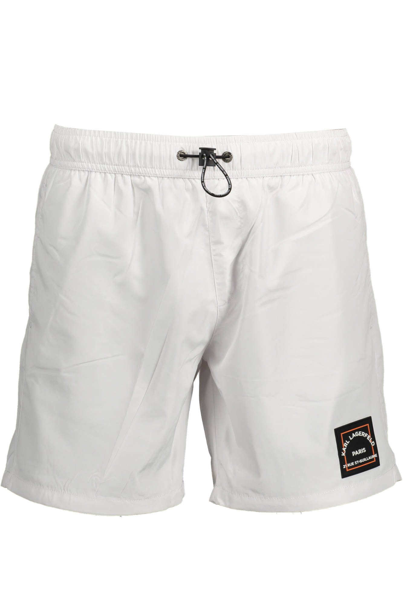 KARL LAGERFELD Badeshorts Elegante Herren-Badeshorts Weiß mit Taschen & Logo-Applikation