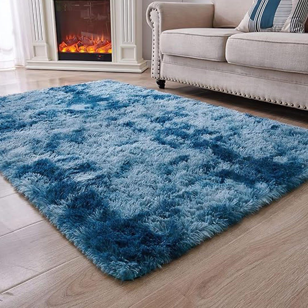 Teppich Teppich Plüsch Flauschiger Teppich Rechteck,große 160 x cm), (blau,120 FELIXLEO