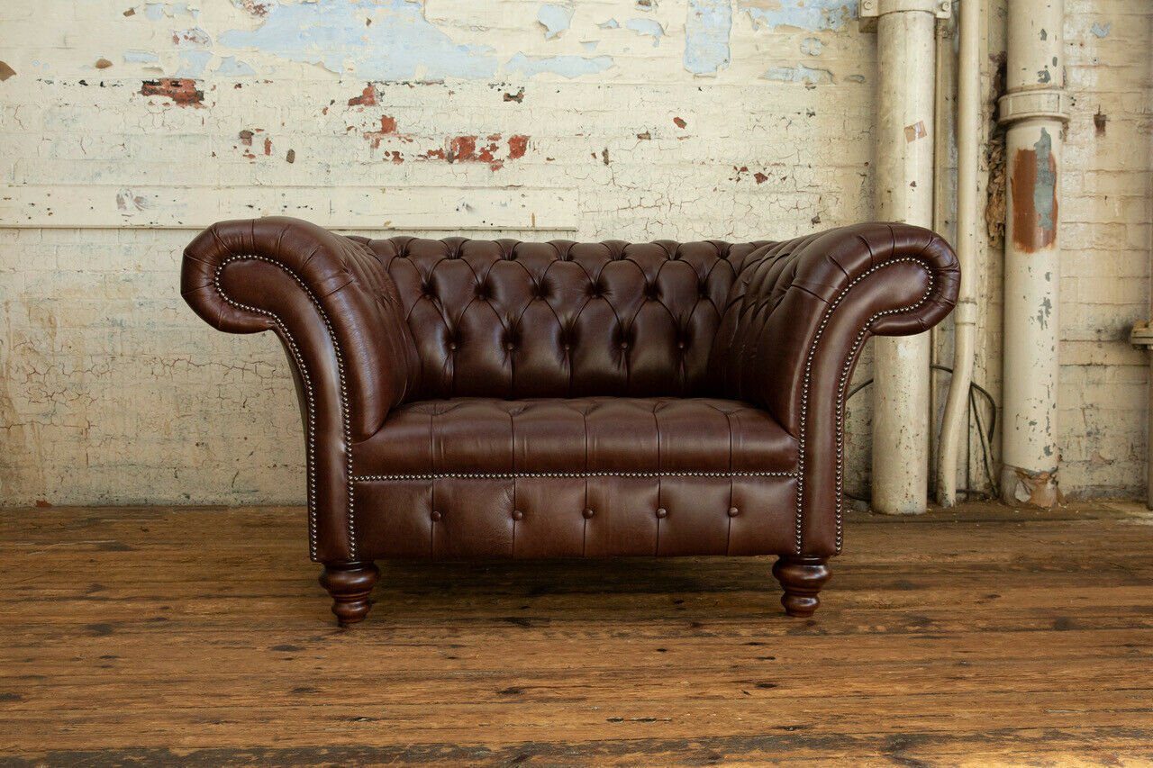 Sofa1.5 Design JVmoebel Sitz Stoff Leder 100% 1,5-Sitzer Chesterfield Sofort Couch