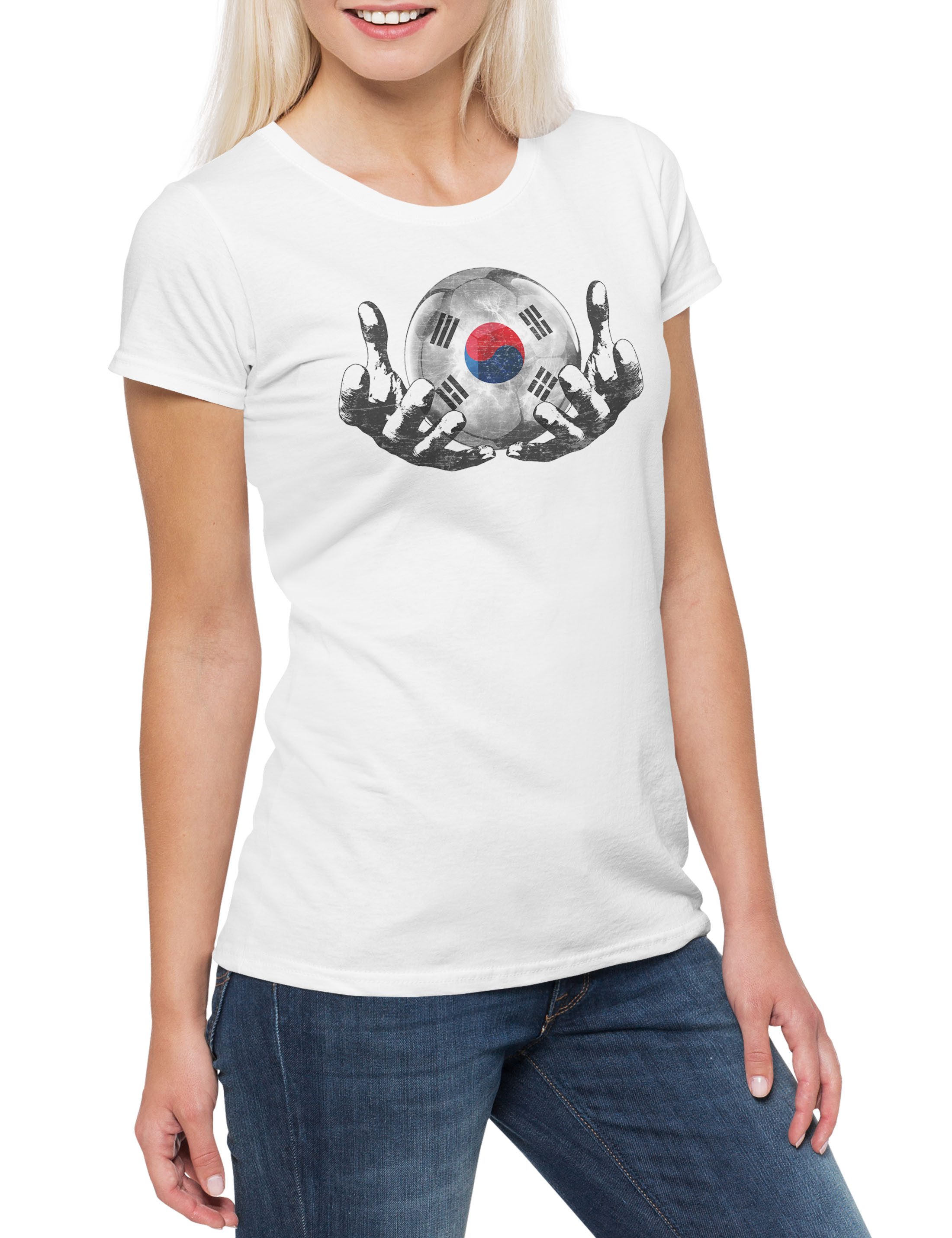 Print-Shirt South Korea Football Magic Ball Damen T-Shirt Südkorea Südkoreanisch