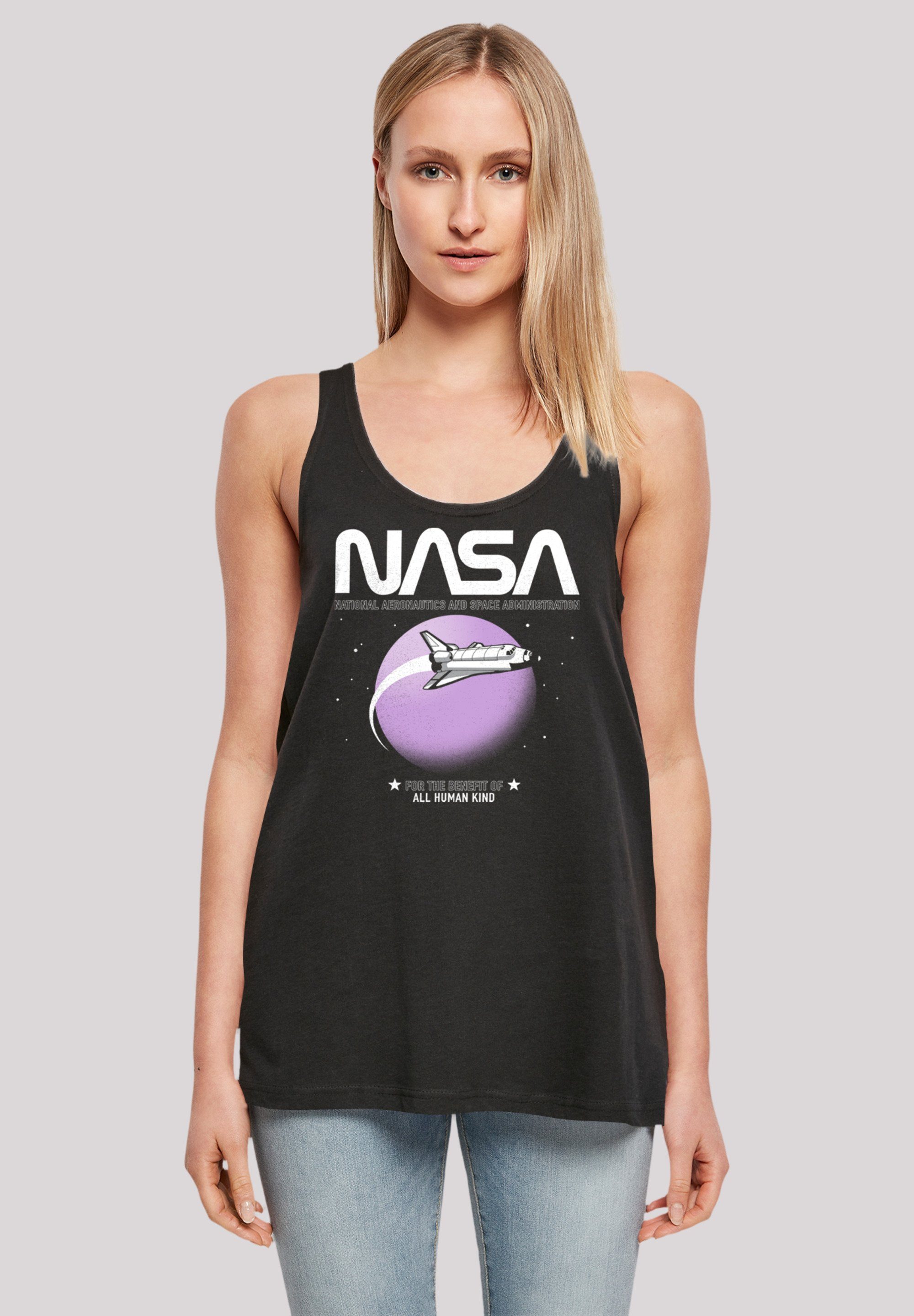 F4NT4STIC T-Shirt NASA Shuttle Orbit Print, Doppelt genähter Saum, lang und  weit geschnitten