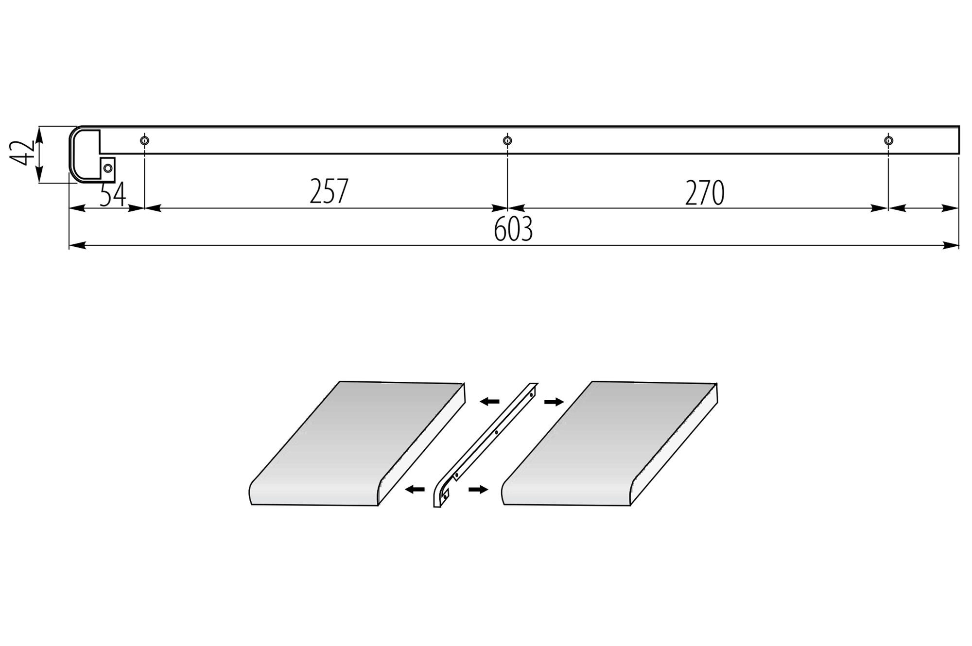 St) IHC Höhe-28mm (1 verbindungleiste Seiteleiste Winkelleisten Arbeitsplatte Abschlussleiste