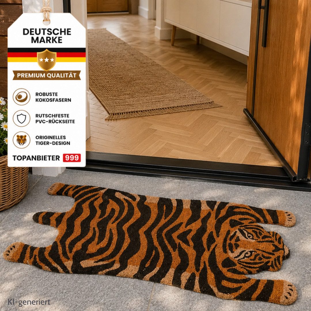 Topanbieter999 Fußmatte Türmatte Tierform Design rutschfest, Tiger