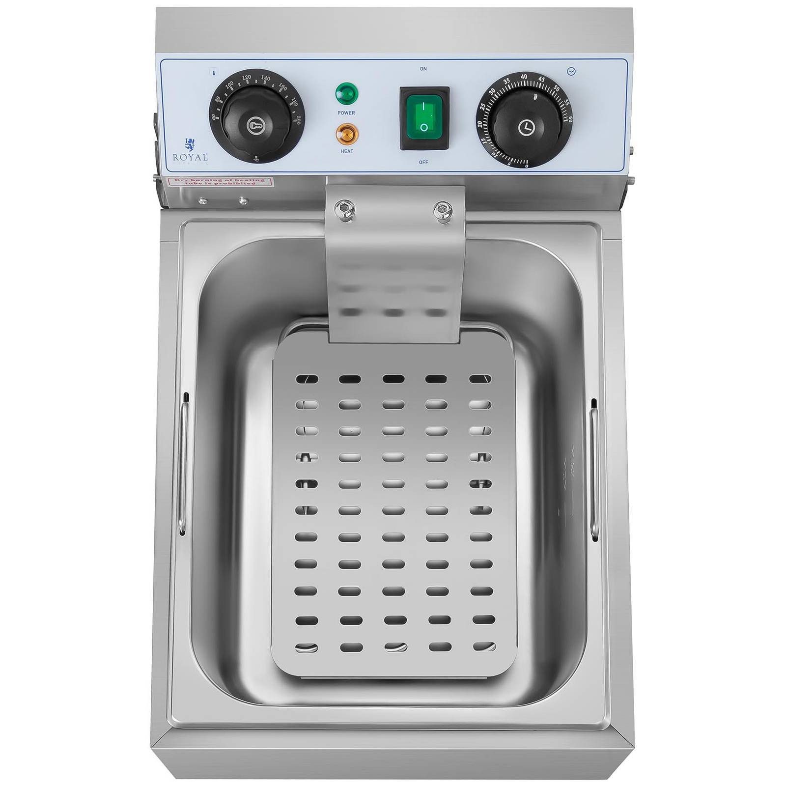 Royal Catering Fritteuse RCTF10EB, 3200 W, 10 L Kaltzone Timer Edelstahl Gastronomie