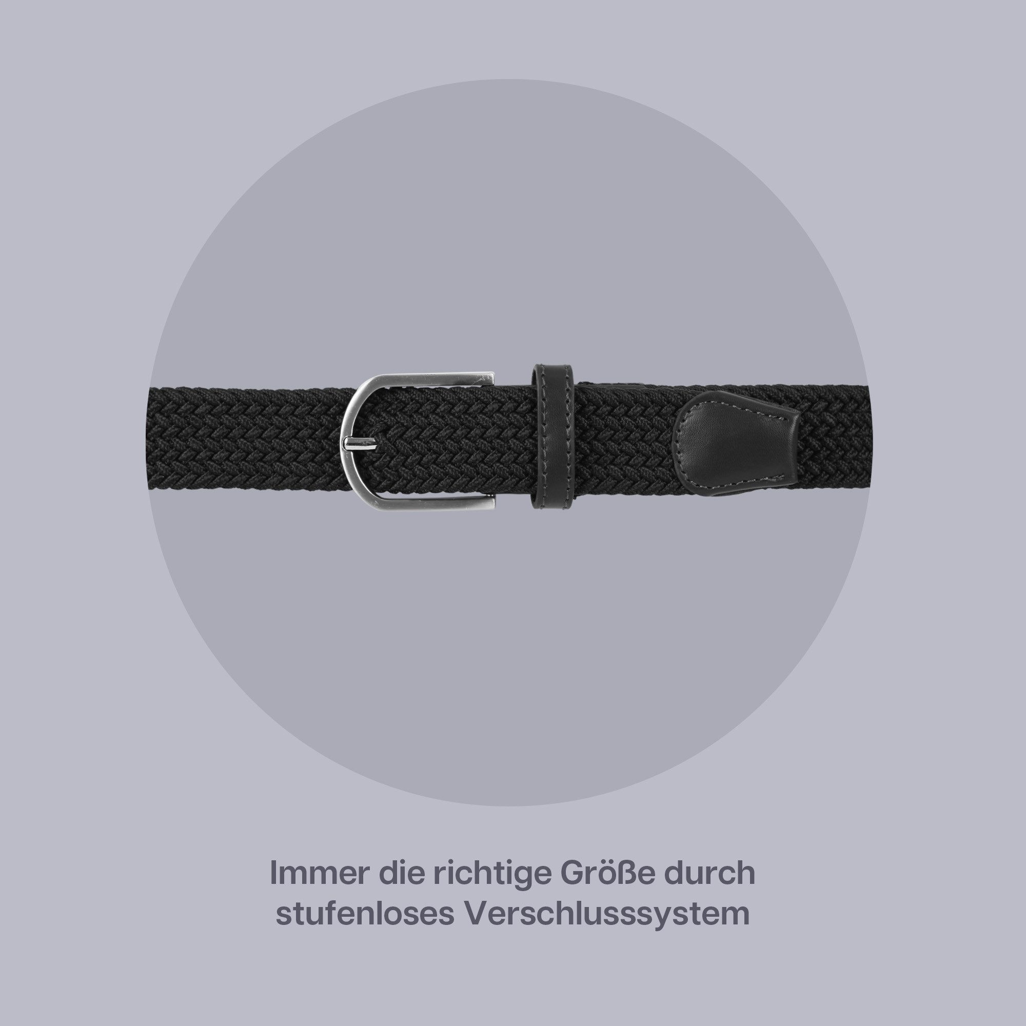 hemmy Fashion Stoffgürtel dehnbar elastisch (2-St) ohne Löcher, stufenlos, viele verschiedene Farben/Designs – Bild 5 von 5