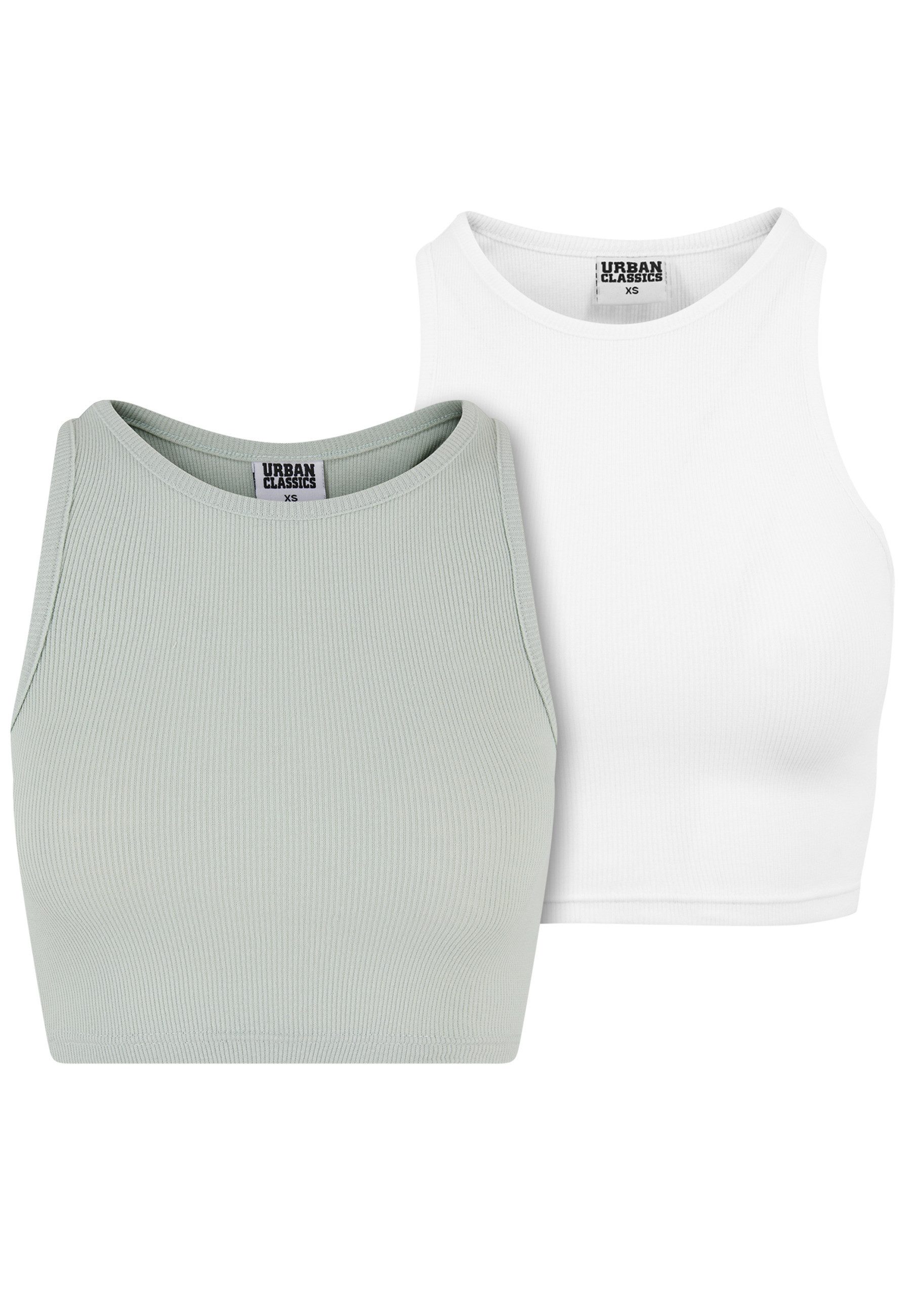 URBAN CLASSICS Tanktop Urban Classics Damen Ladies Cropped Rib Top 2-Pack (1-tlg)