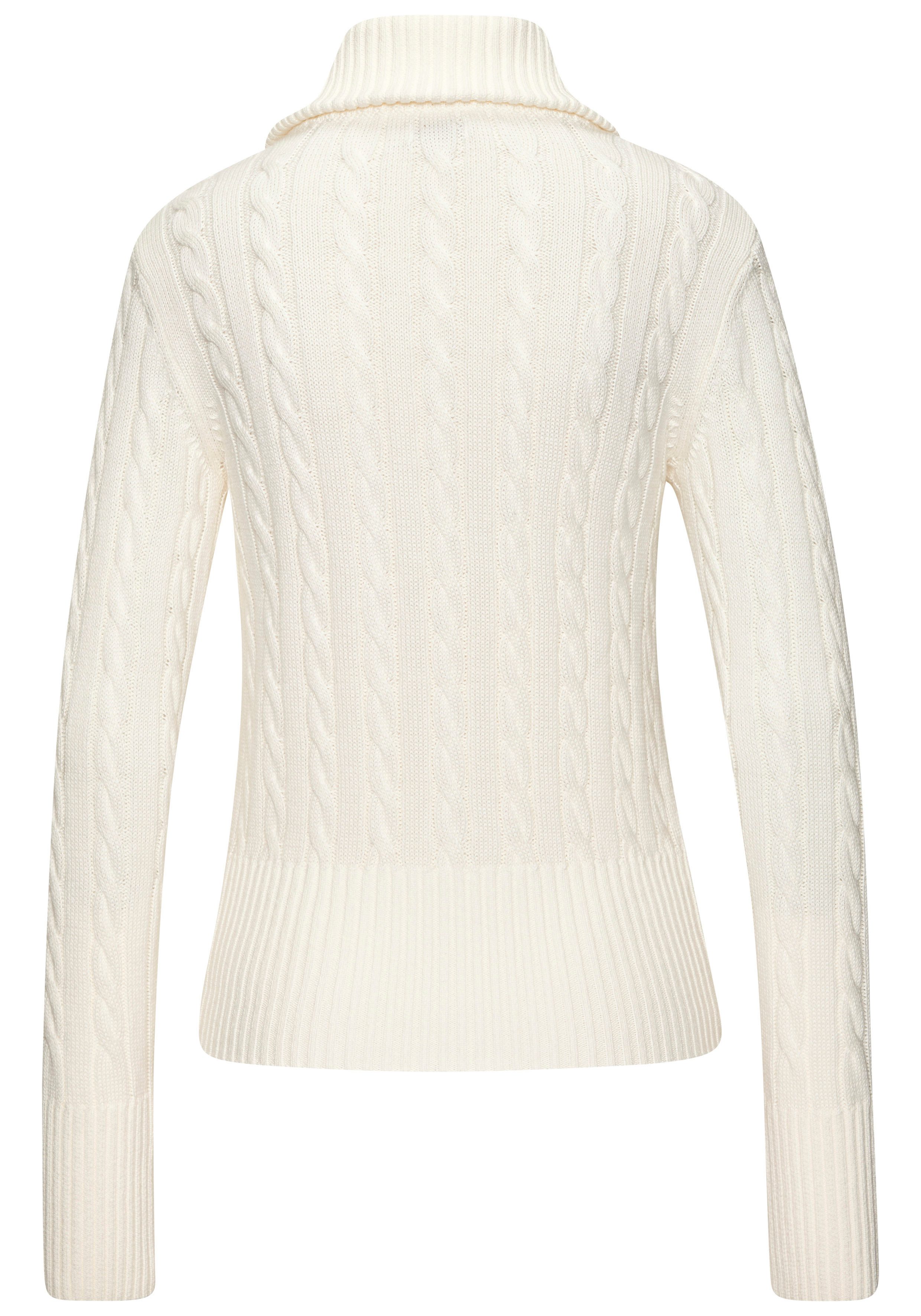 LASCANA Strickjacke mit Zopfstrickmuster und Reißverschluss gemütlicher Cardigan, figurbetonte Form mit Kragen, Zopfmuster – Bild 4 von 5