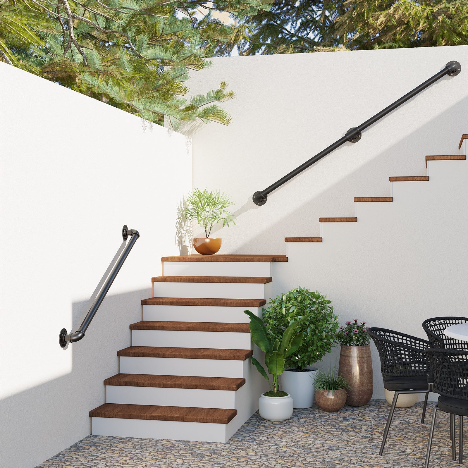 Dripex Treppengeländer Handlauf Geländer Wandhandlauf Innen und Außen, 60 cm Länge