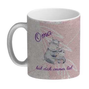 speecheese Tasse Oma hab dich immer lieb Glitzer Kaffeebecher Besonders geeignet als