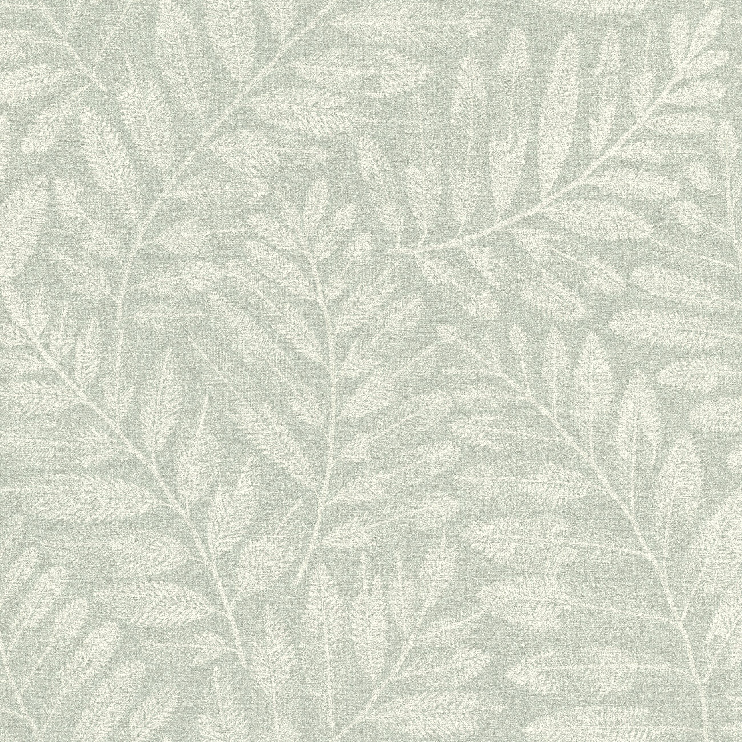 Rasch Vliestapete stilisierte Blätter in Grün und Beige - Botanical, strukturiert, natürlich, matt, gemustert, botanisch, (1 Rolle, 1 St), Blätter
