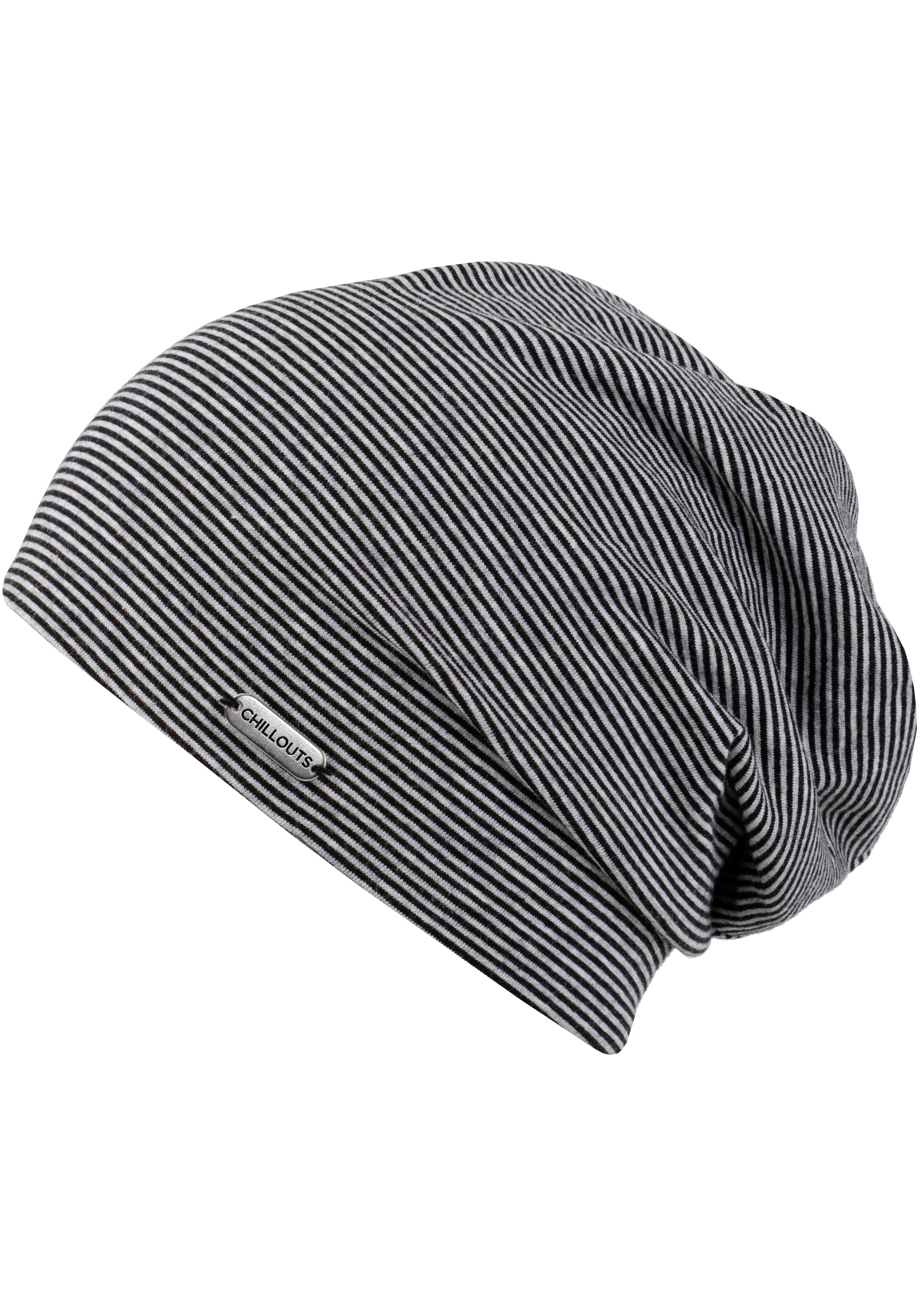 chillouts Beanie Pittsburgh Hat, gestreift schwarz-grau