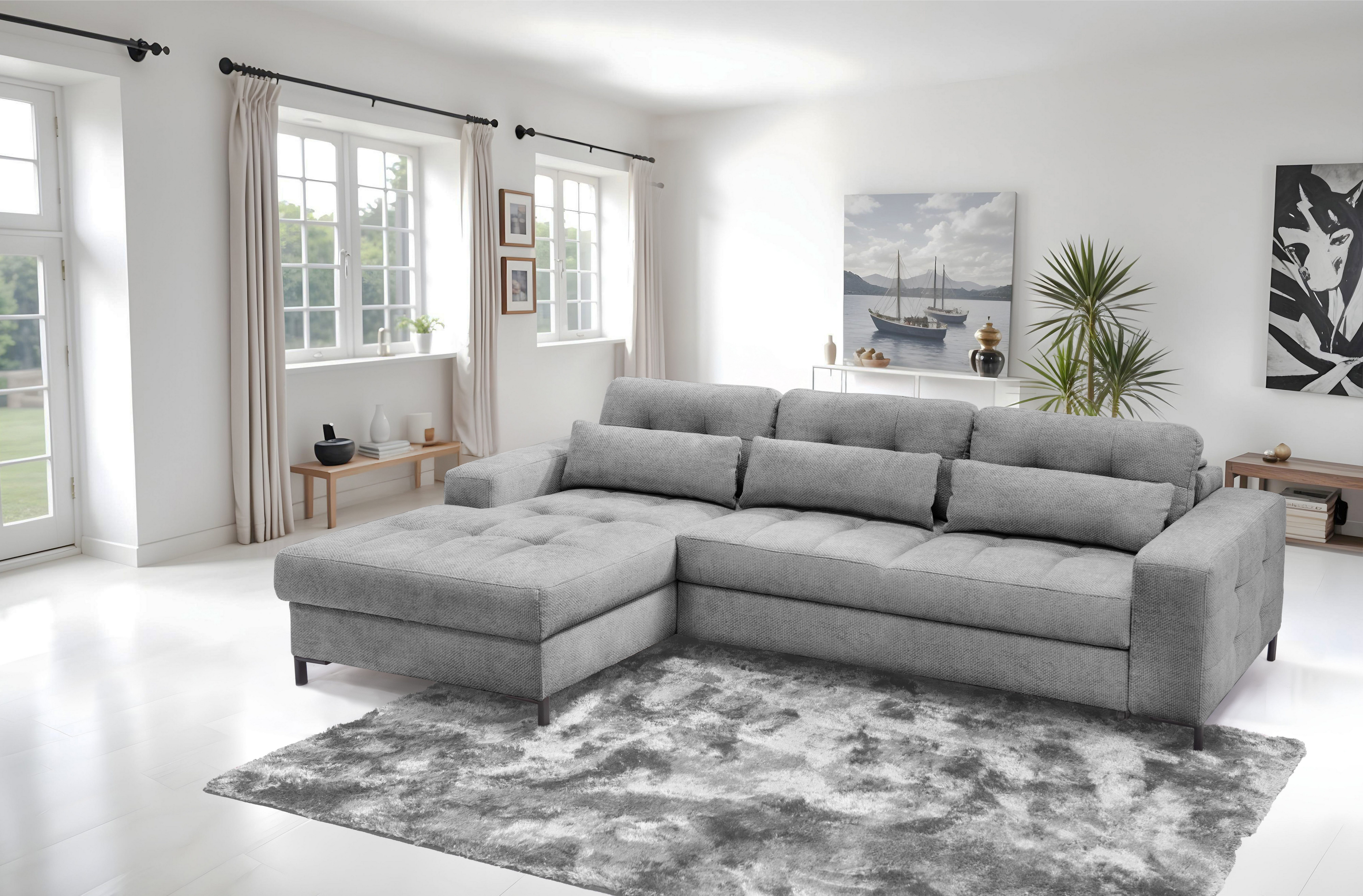 exxpo - sofa fashion Ecksofa Bonito, mit Rücken- und Sitztiefenverstellung, inkl. Bett & Bettkasten, Sitztiefenverstellung,Höhenverstellung