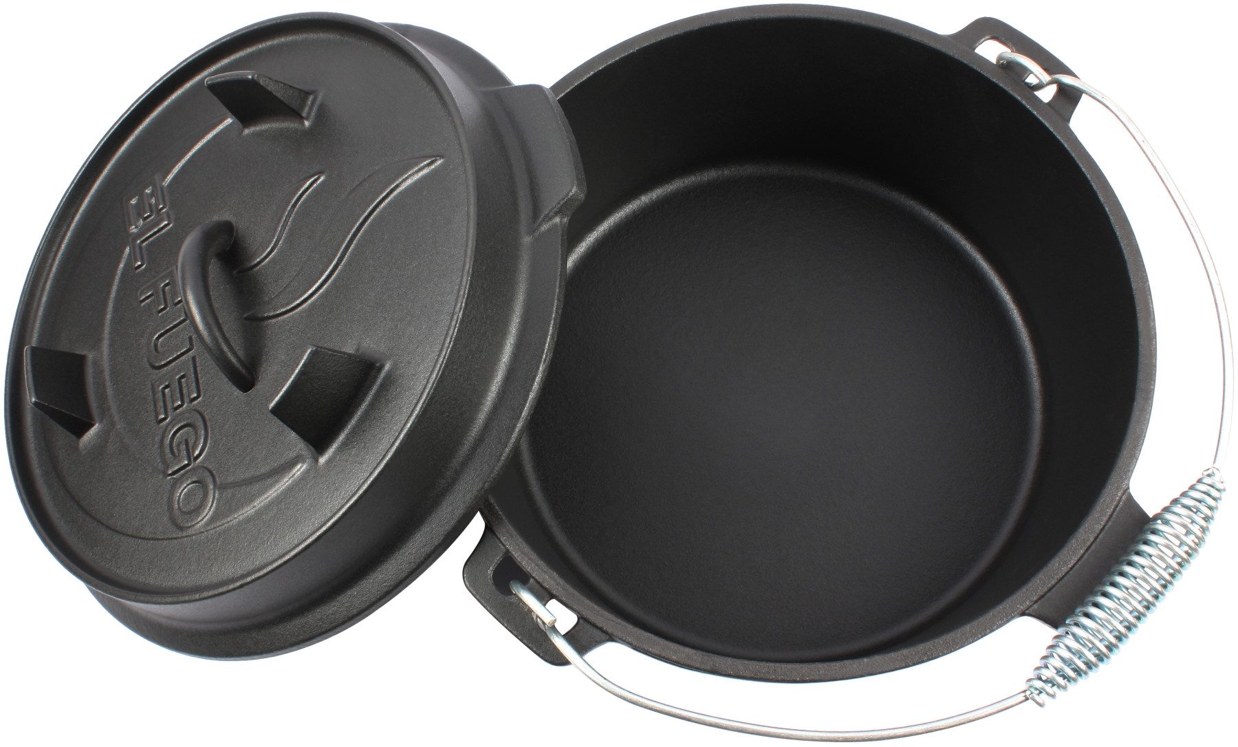 El Fuego Kasserolle El Fuego® Dutch Oven, Eisenguss (Set, 4-tlg), aus Gusseisen, mit spezieller Oberflächenveredelung, 11,4 l