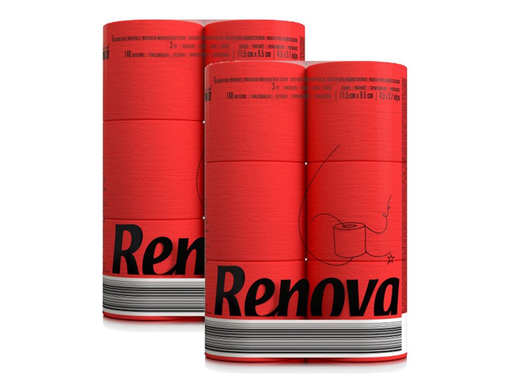 Renova Toilettenpapier Black Label (Packung 12-St), 3-lagig, parfümiert