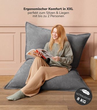 mokebo Sitzsack Der Große (mit Cord Cover), Bean Bag mit Cord Bezug, Riesensitzsack oder Bodenkissen in Anthrazit