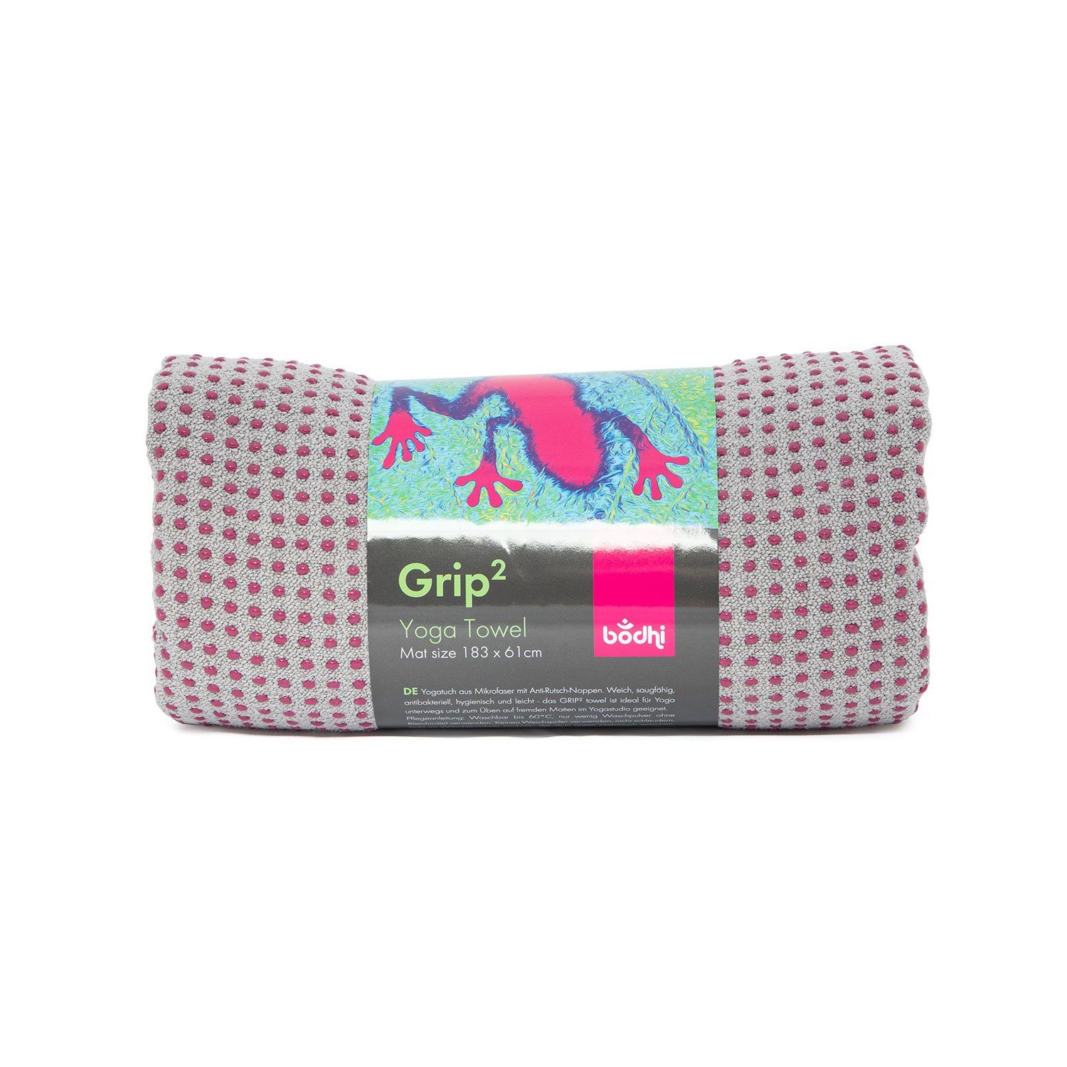 bodhi Sporthandtuch Yogatuch GRIP ² - Zweifarbig grau/aubergine