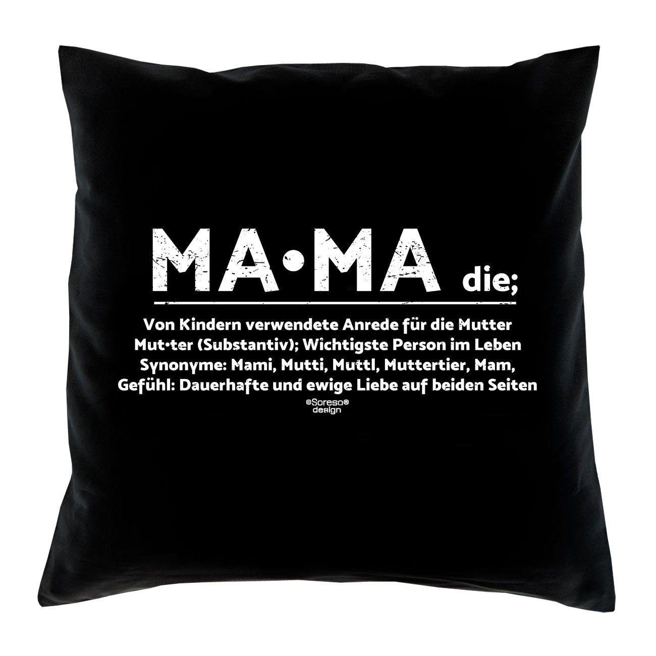 Soreso® Dekokissen Kissen Mama & Urkunde, Geschenke für Mütter Geschenkidee schwarz